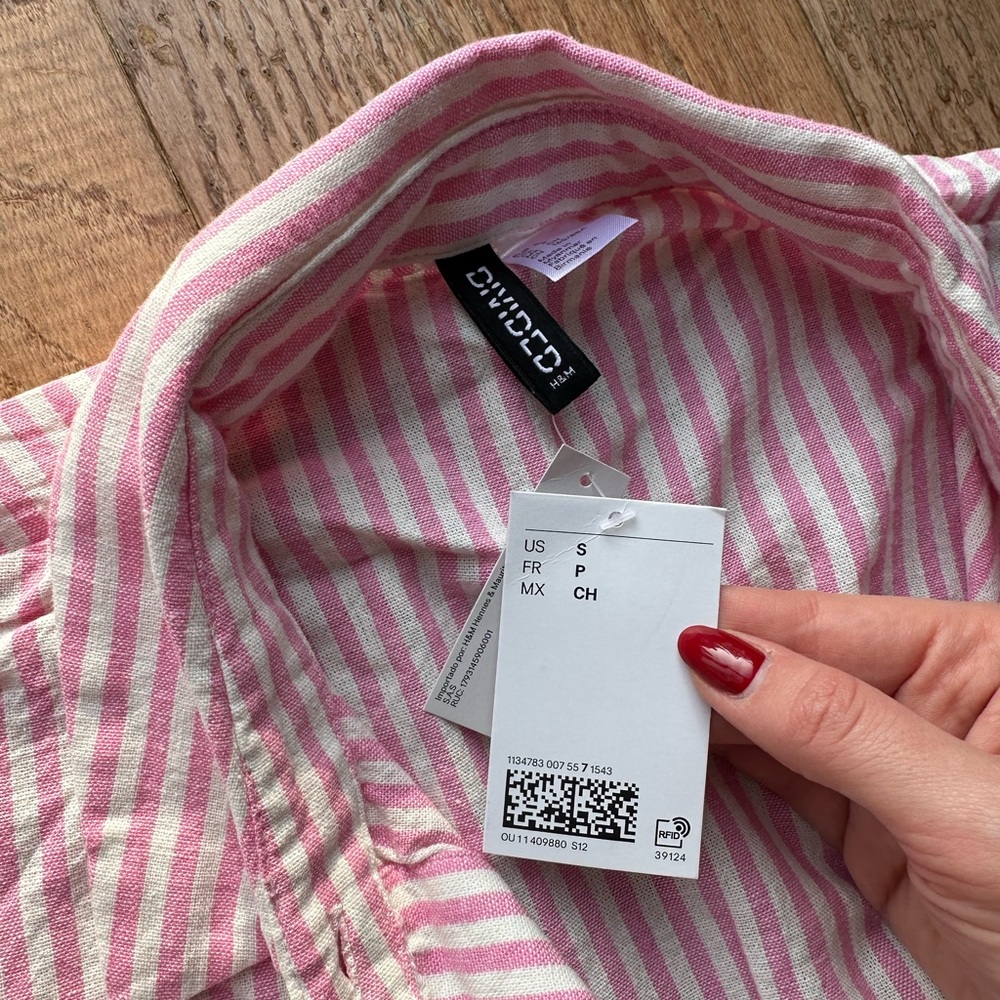 Brand New (NWT) H&M Linen Striped Set - pink & white - Picture 3 of 5